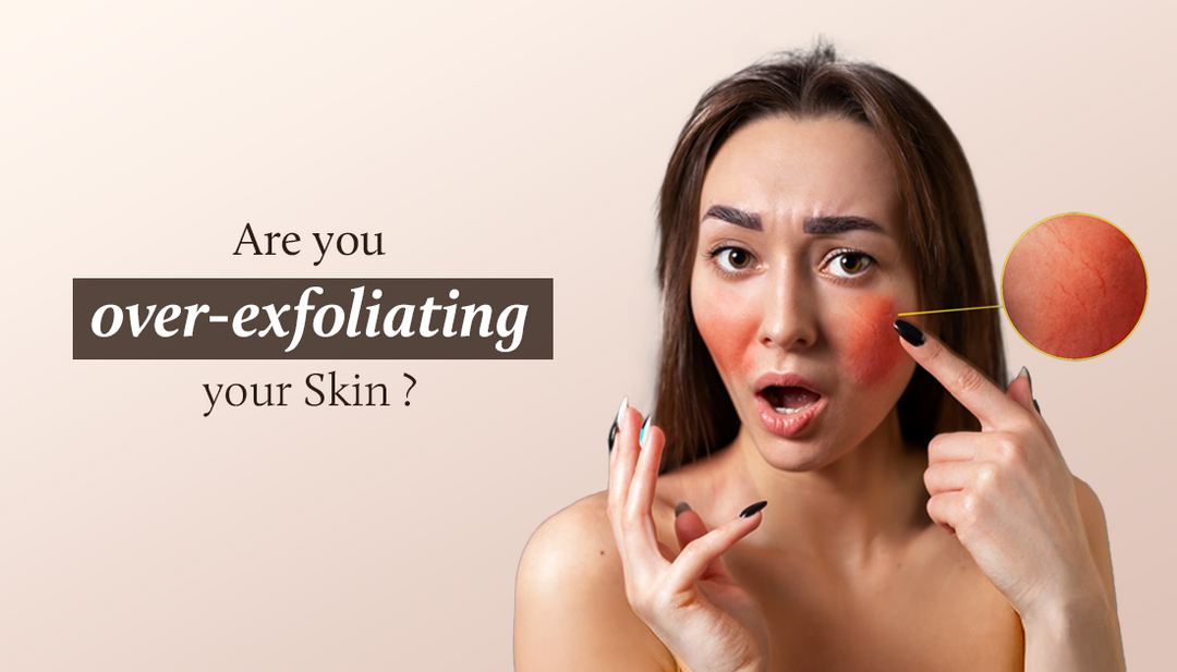 The woman panics as her face turns red after exfoliating.