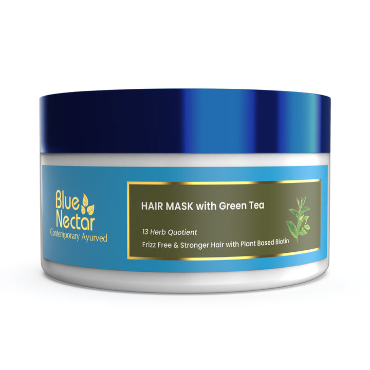 Green Tea Hair Mask for Dry & Frizzy Hair with Plant Based Biotin (13 herbs, 200g)